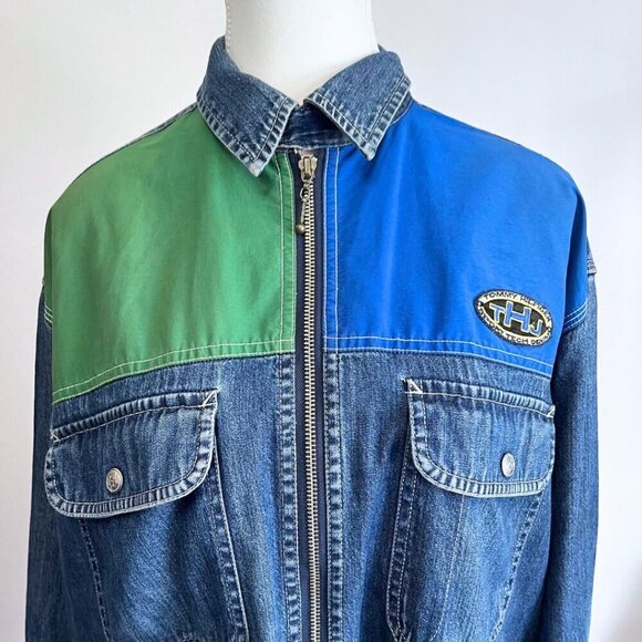 TOMMY HILFIGER MEN'S VINTAGE 90S SPORT TECH DENIM ZIP UP SHIRT - S - Picture 5 of 12